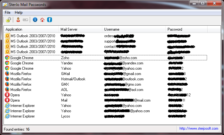 Windows 7 SterJo Mail Passwords 1.6 full