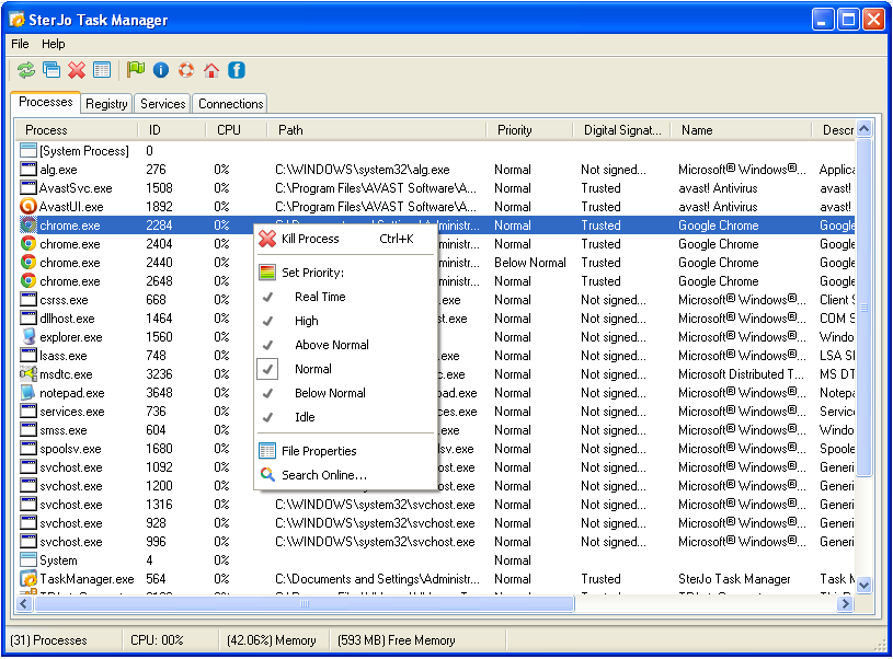 SterJo Task Manager screenshot