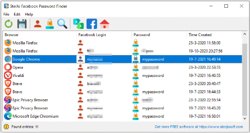 SterJo Facebook Password Finder