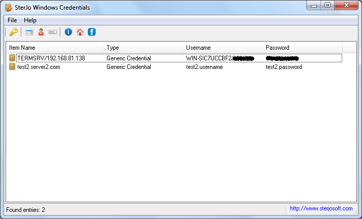 SterJo Windows Credentials