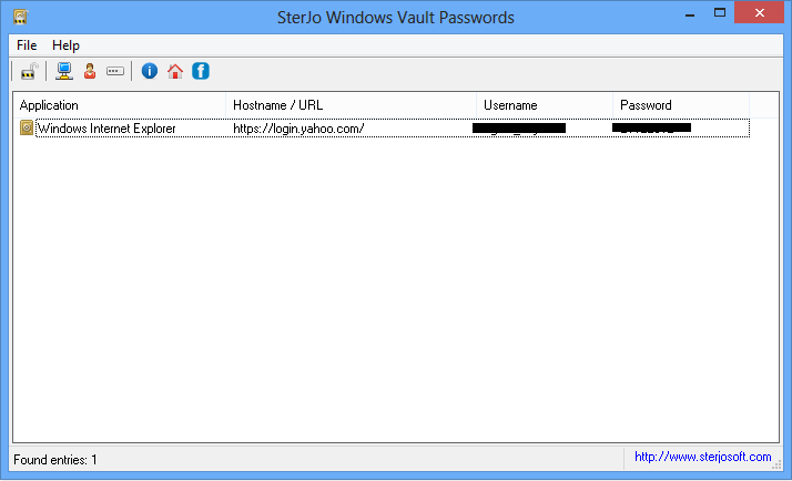 SterJo Windows Vault Passwords